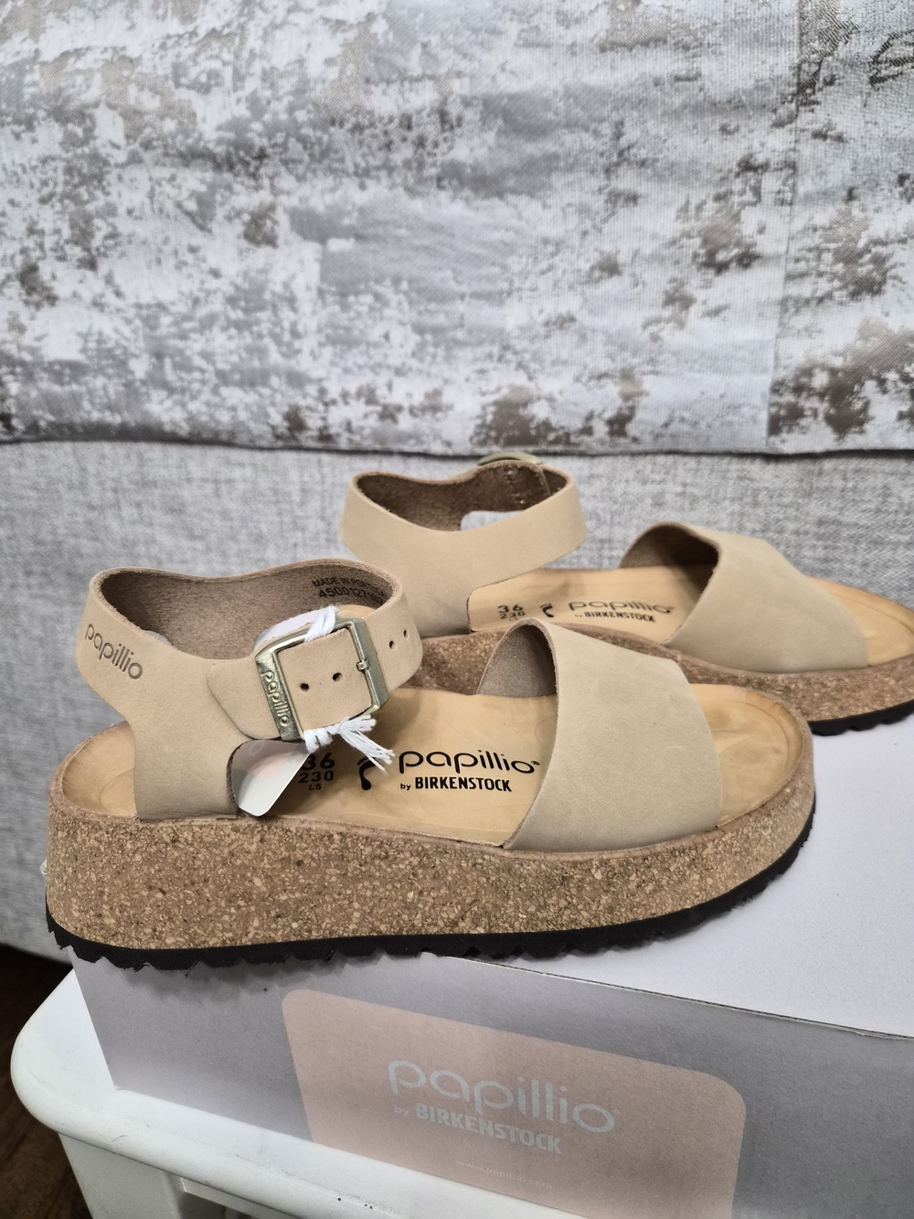 Birkenstock Papillio Beige Cork Platform Sandals